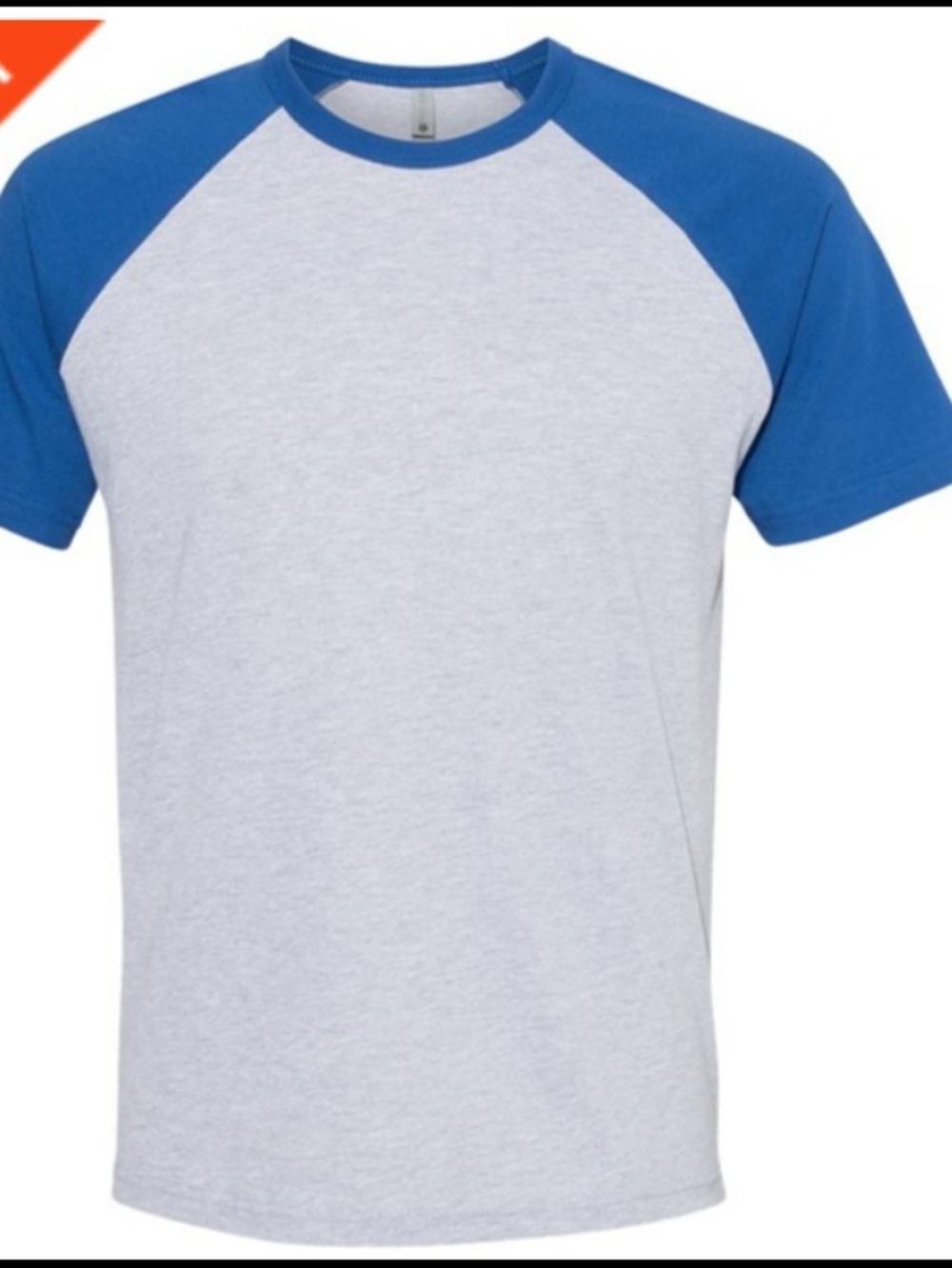 Next Level Apparel Heather Gray Tee with Royal Blue Raglan Sleeves